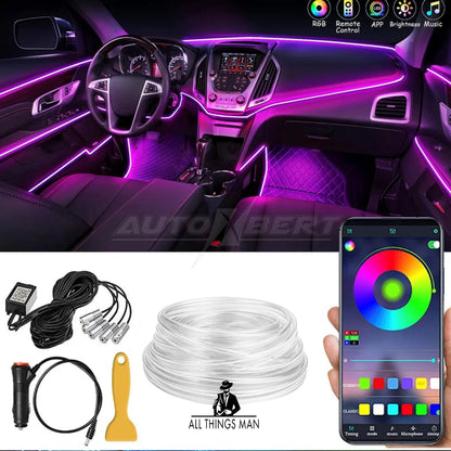 5-In-1 RGB LED Interior Strip Light Car Ambient Atmosphere Lighting APP Control