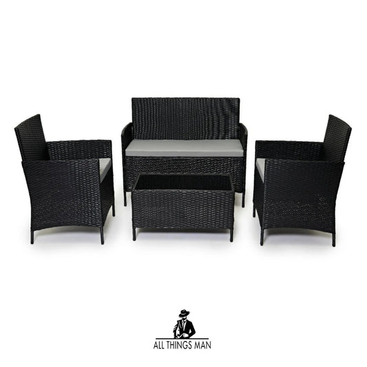 Rattan Garden Furniture Set 4 Piece Sofa Table Wicker Outdoor Conservatory Patio.  ATM.GRD.FRN.TNC01A