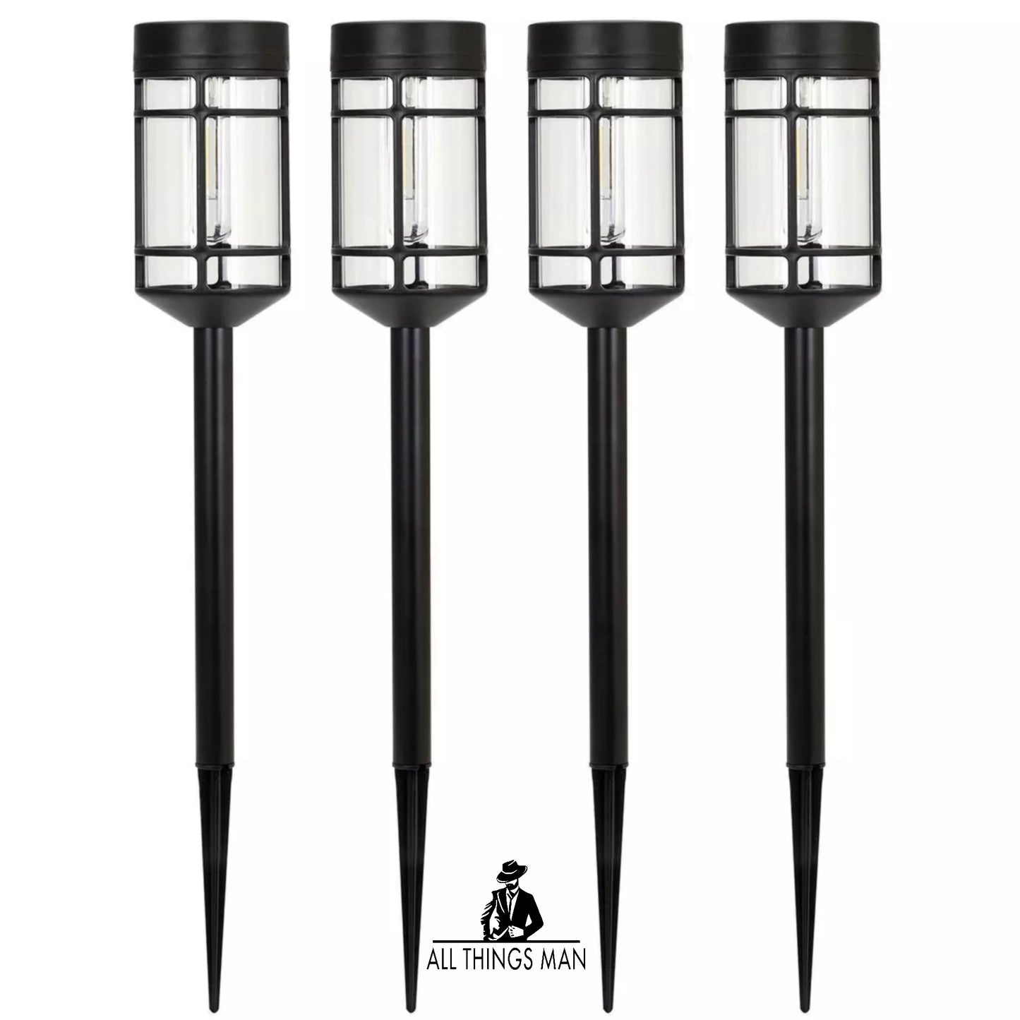 4 Pack Solar LED Garden Lights Stake Post Patio Path Outdoor Walkway Lighting