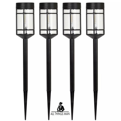 4 Pack Solar LED Garden Lights Stake Post Patio Path Outdoor Walkway Lighting