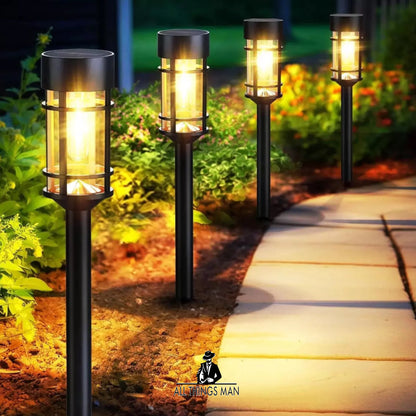 4 Pack Solar LED Garden Lights Stake Post Patio Path Outdoor Walkway Lighting