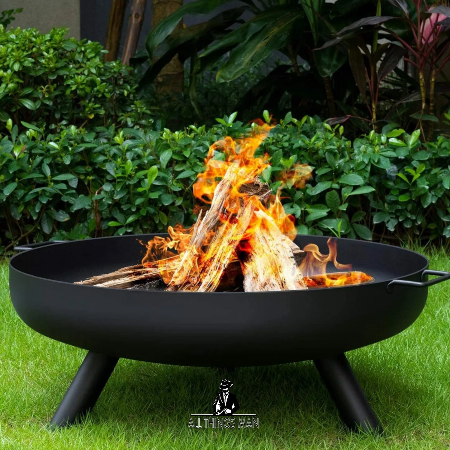 24" Round Fire Pit Folding Patio Garden Bowl Outdoor Camping Heater Log Burner