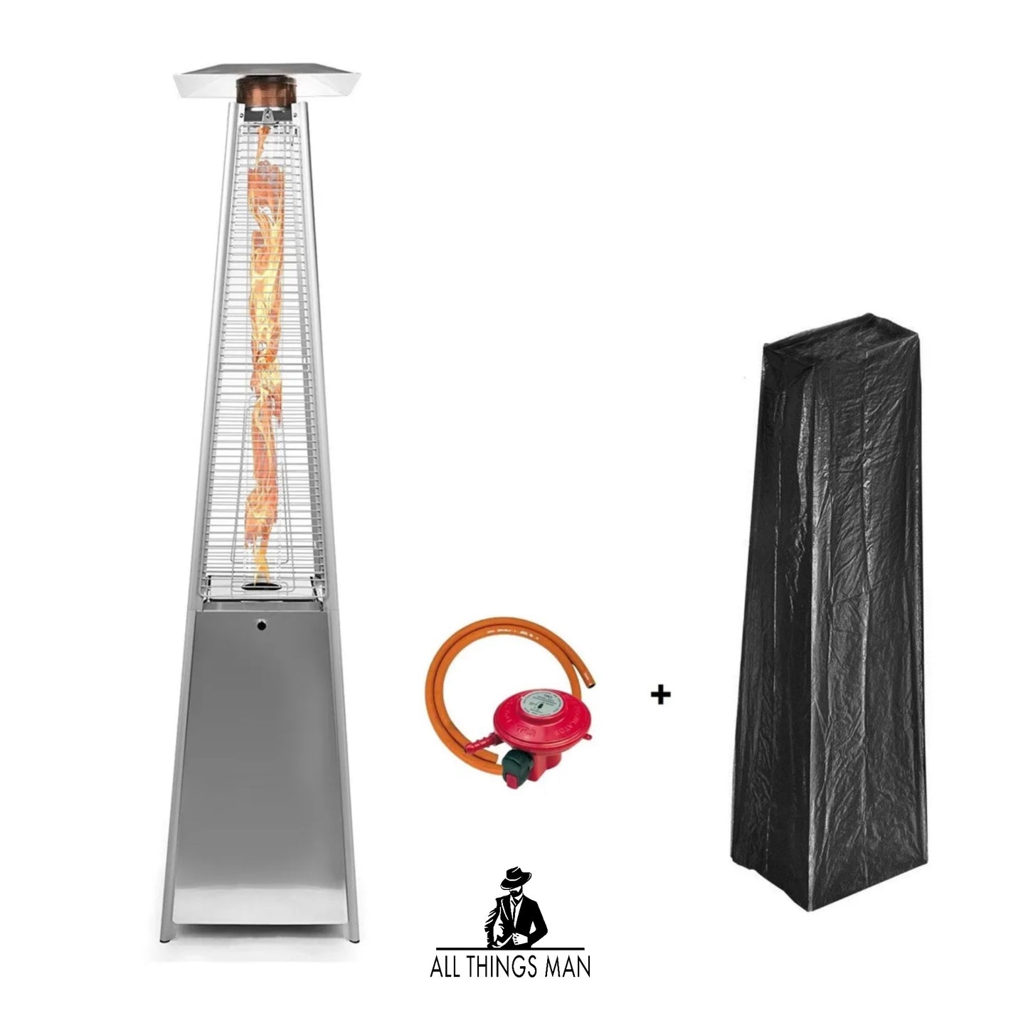 DEALOURUS QUARTZ 13KW GAS GARDEN PATIO HEATER  PYRAMID OUTDOOR WITH WHEELS HOT