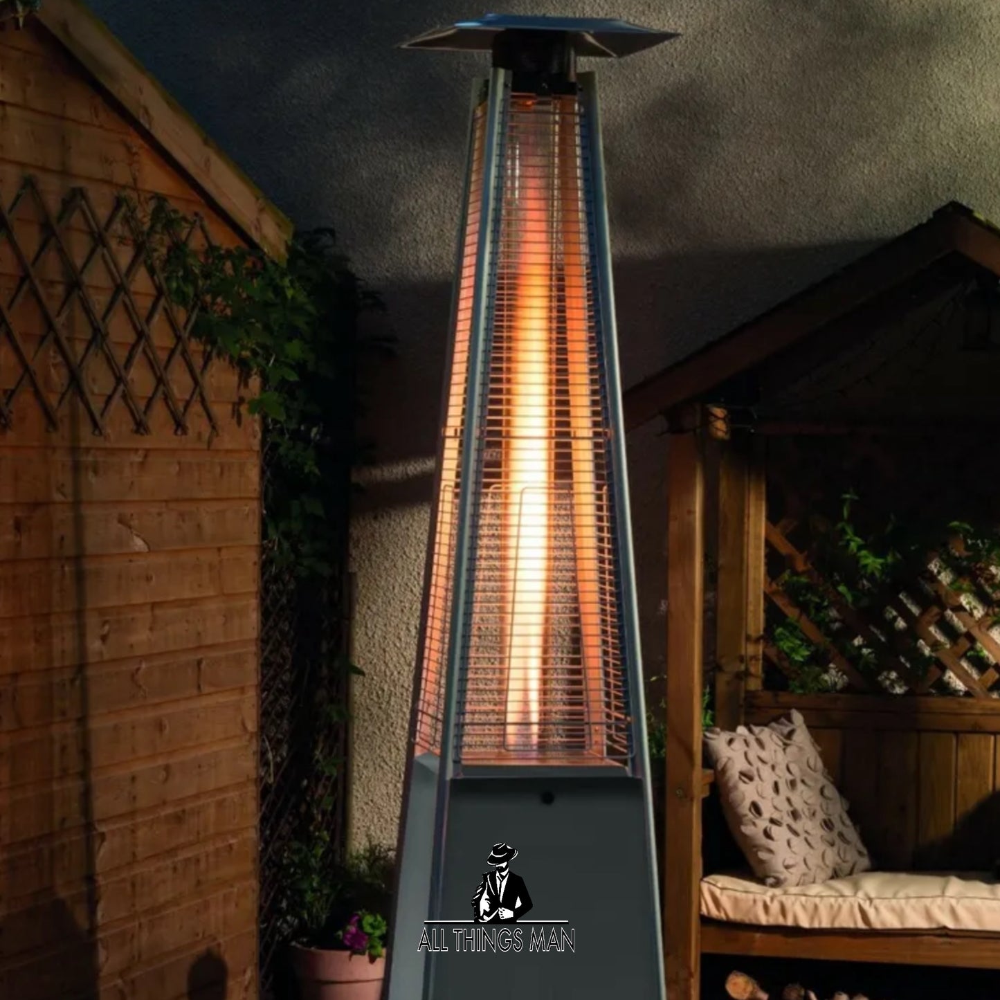 DEALOURUS QUARTZ 13KW GAS GARDEN PATIO HEATER  PYRAMID OUTDOOR WITH WHEELS HOT