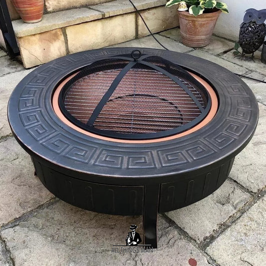 Fire Pit Heavy Large Outdoor Firepit Garden Heater Round Table BBQ Brazier&Grill