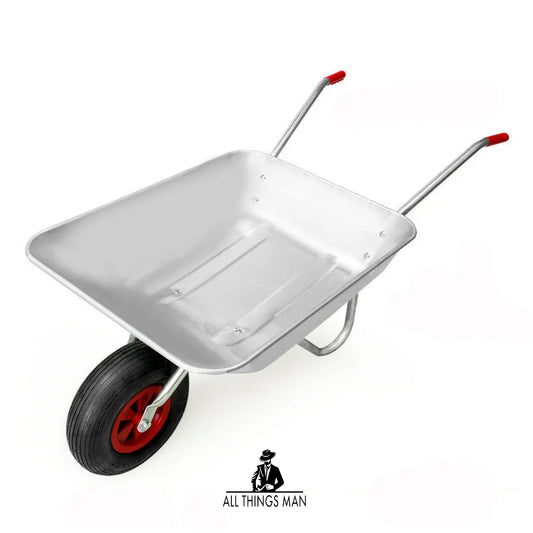 65L Wheelbarrow Heavy Duty Galvanised Home Garden Metal Cart with Pneumatic Tyre