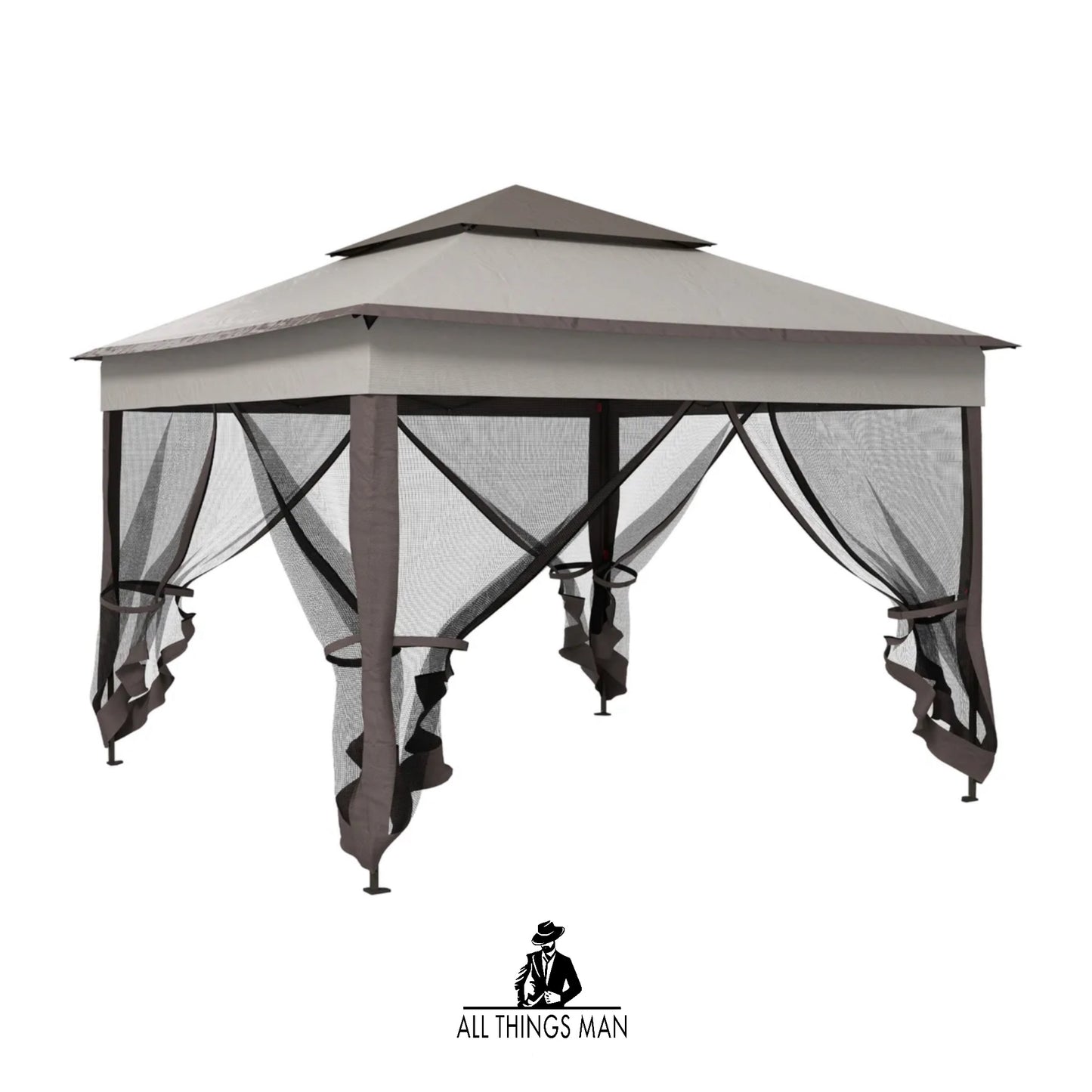 Outsunny Garden Folding Tent Heavy Duty Pop Up Gazebo for Party Light Grey