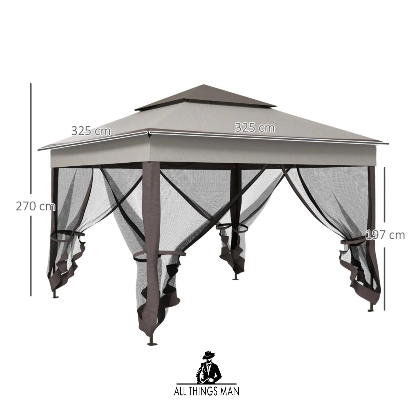 Outsunny Garden Folding Tent Heavy Duty Pop Up Gazebo for Party Light Grey