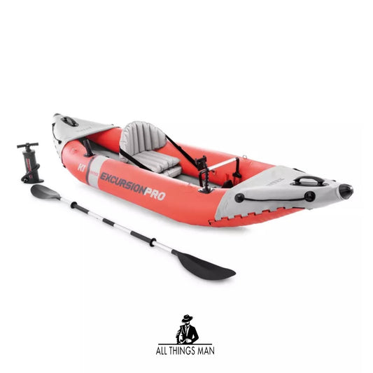 Intex Excursion Pro K2 Inflatable 2 Person Outdoor Kayak Set with Oars and Pump