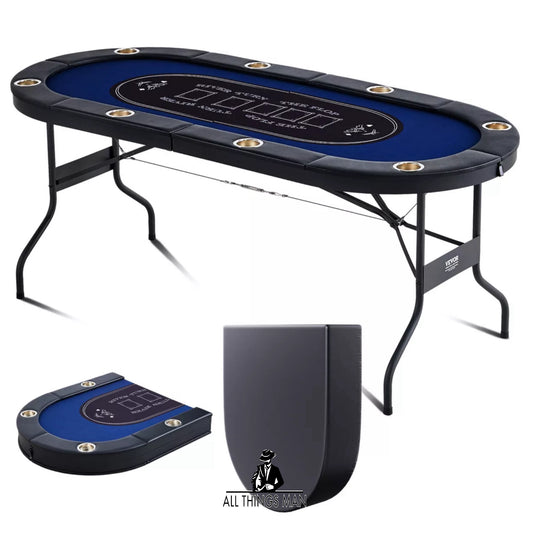 VEVOR 8 Player Oval Foldable Poker Table Casino Blackjack Texa Holdem Table 72"