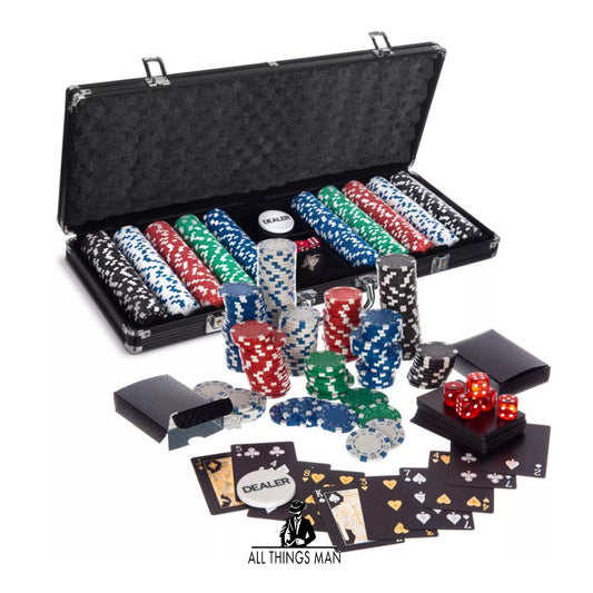 Poker Blackjack Texas Hold em Complete Casino Game Set Cards Chips Mat