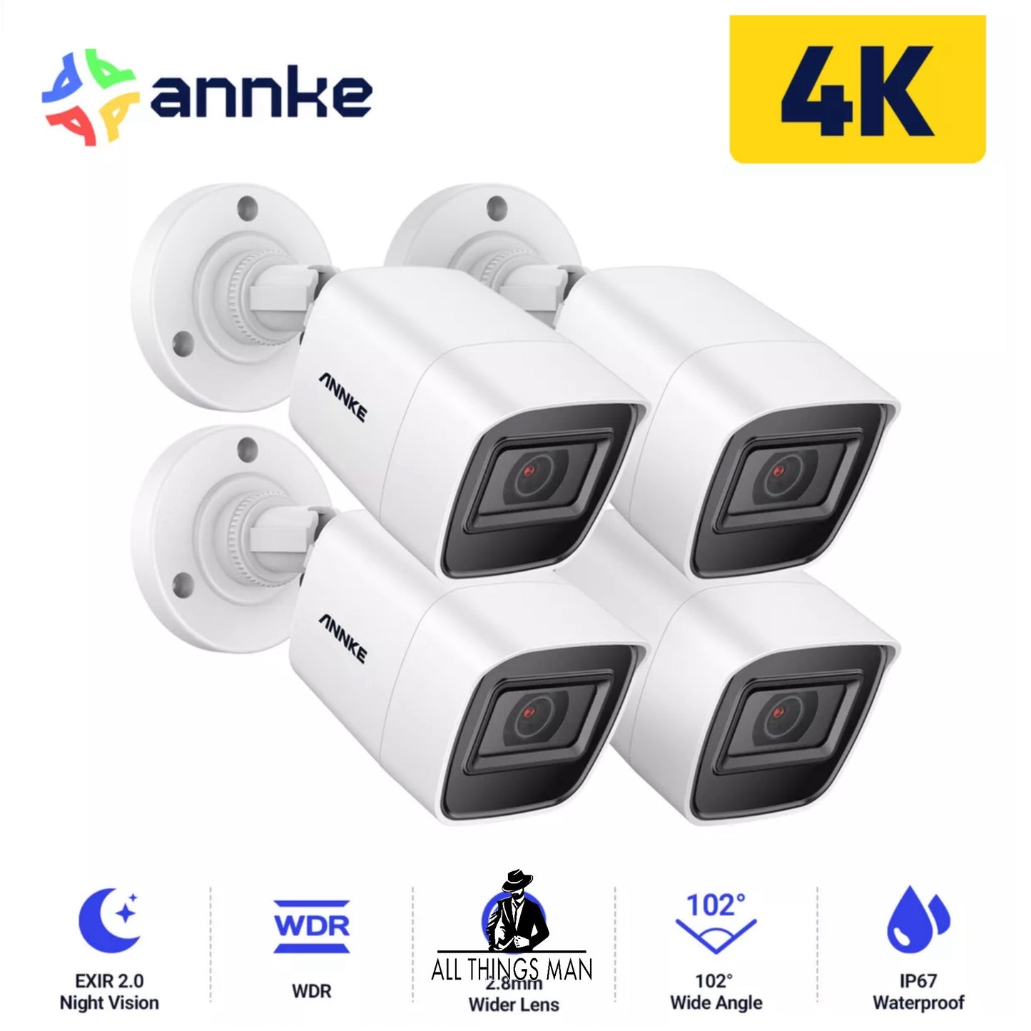 ANNKE 4K Video 8MP CCTV Camera for DVR Home Surveillance System Kit Night Vision