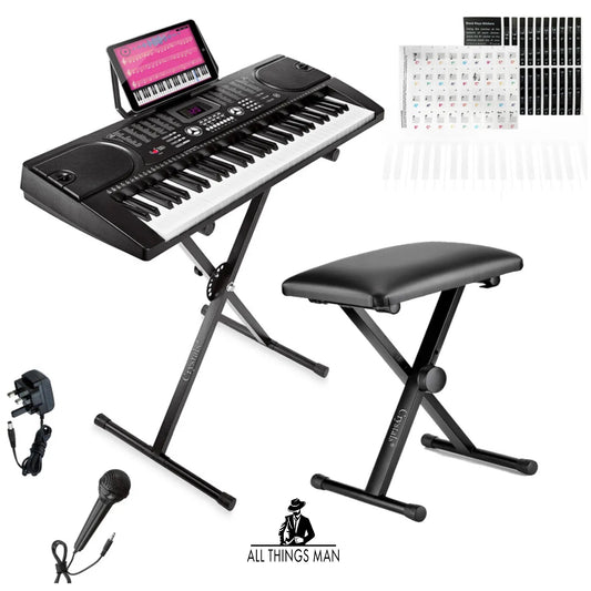 61Keys Electronic Keyboard Digital Piano Instrument,Microphone,Music Stand,stool