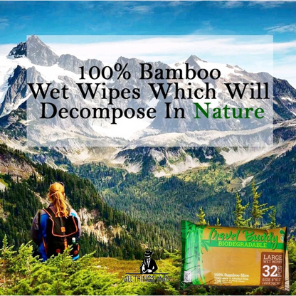 32pcs Large TRAVEL BUDDY Biodegradable Body Wet Wipes Camping, Festivals, Survival