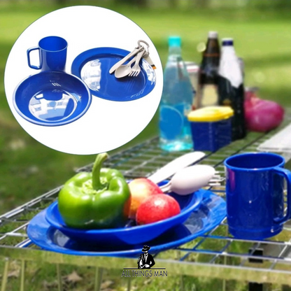 6x Camping Tableware Set Plate Dish Bowl Cup Reusable Mug for Travel Hiking