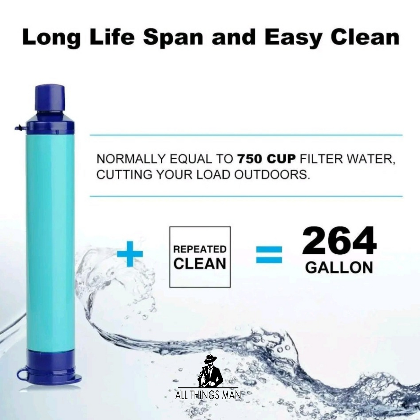 Portable Camping Hiking Emergency Life Survival Purifier Water Filter Straw Tool